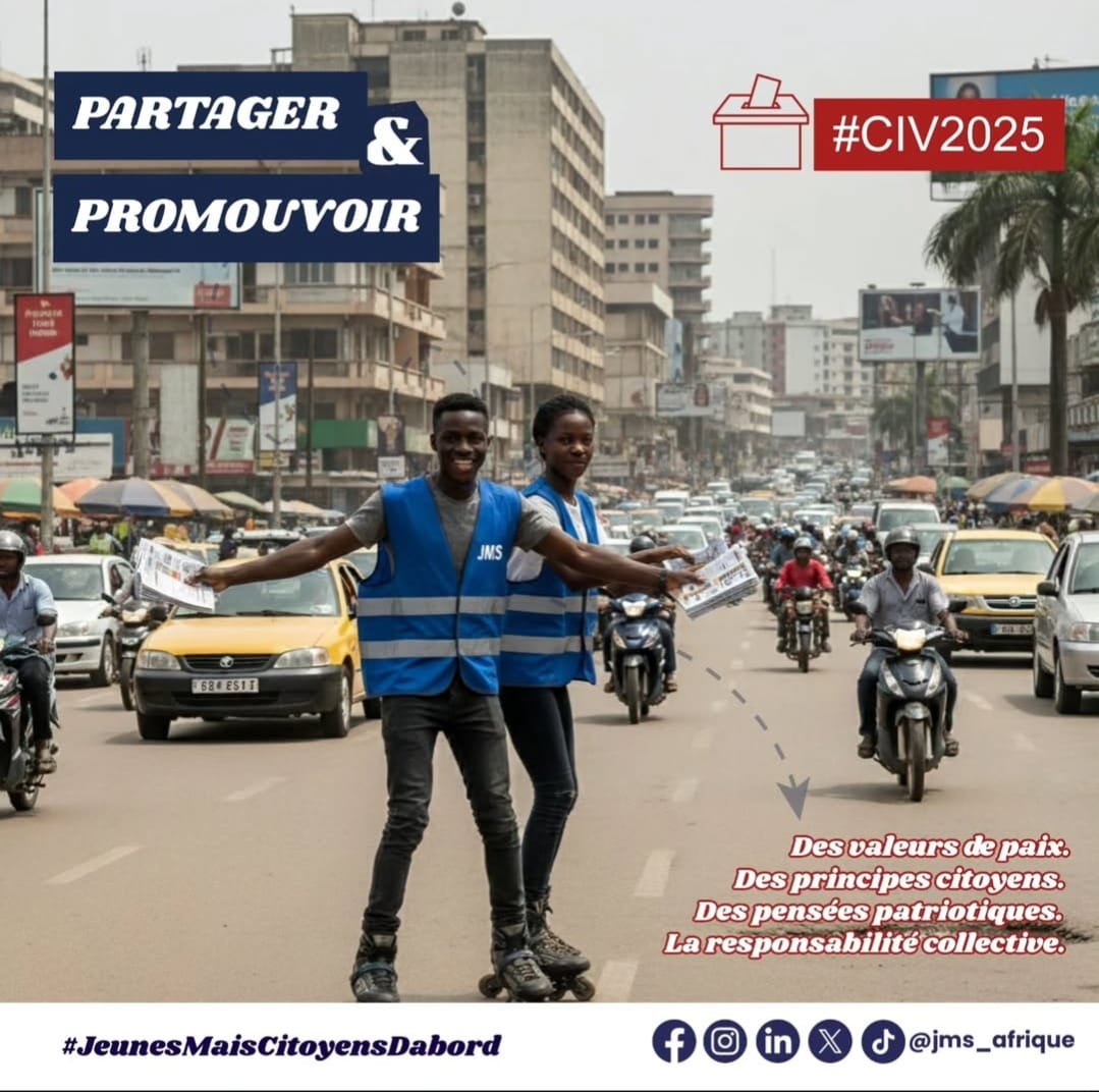 Election présidentielle 2025 : JMS distribue 500 flyers de sensibilisation dans trois communes d’Abidjan pour un climat électoral apaisé